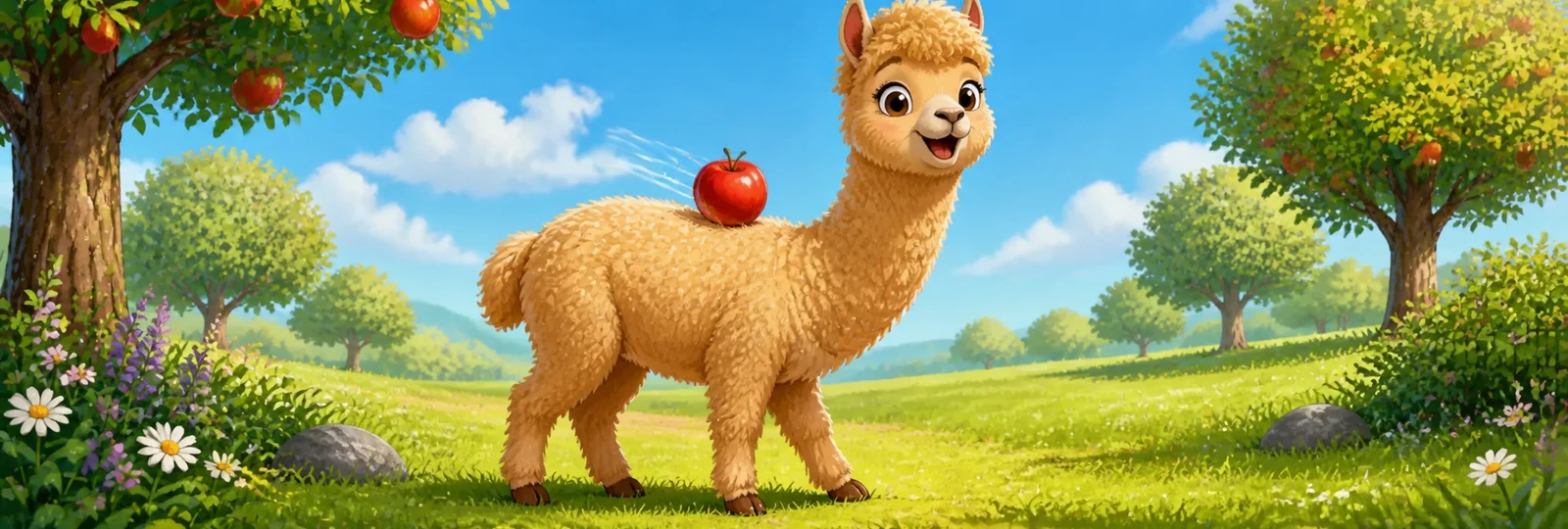 Illustrated scene 1 from Alpaca's Apple