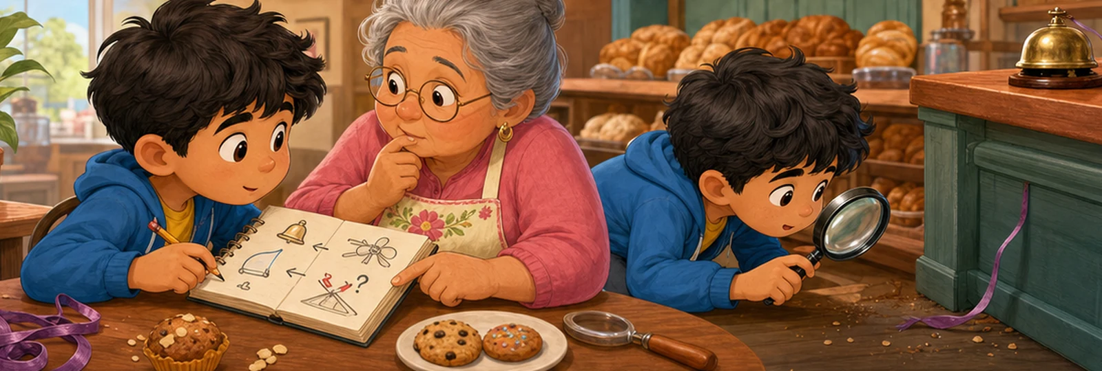 Illustrated scene 2 from The Bakery Bell Puzzle