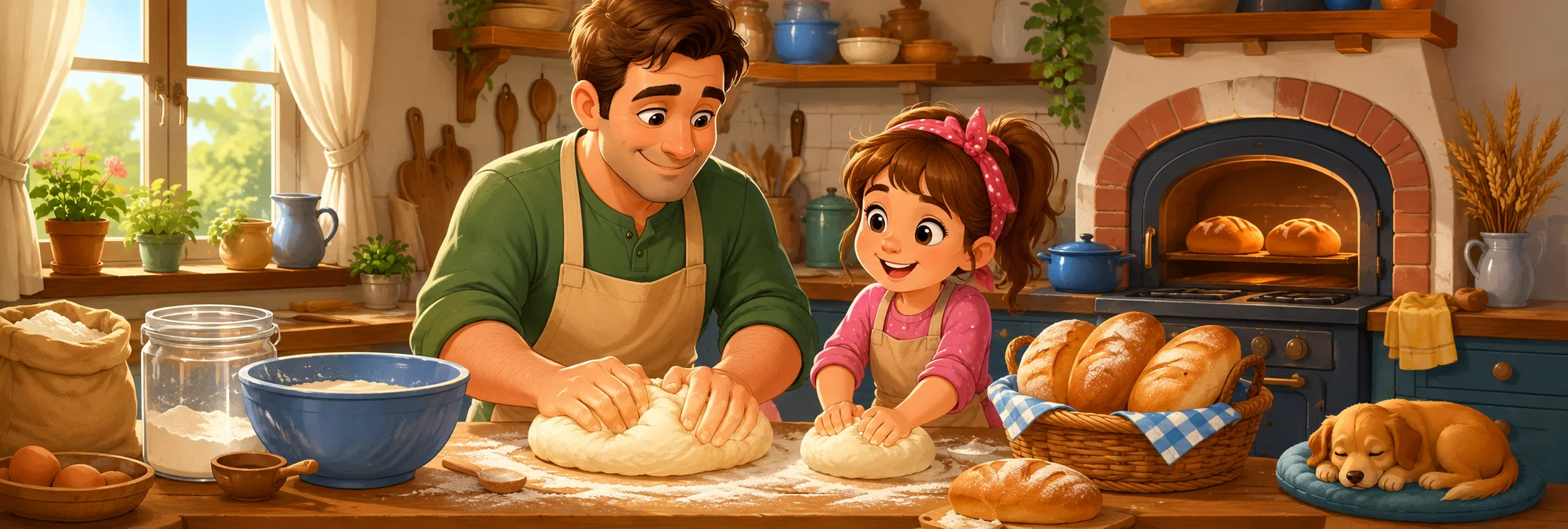 Illustrated scene 1 from Baking Bread