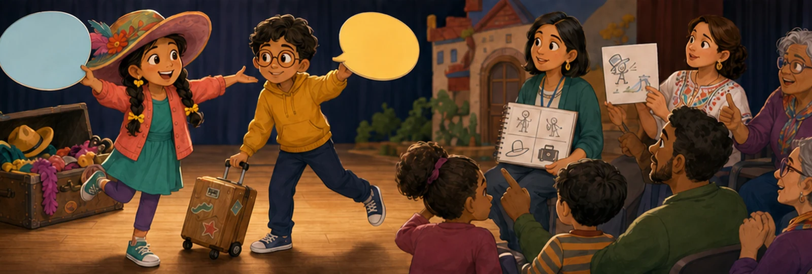 Illustrated scene 2 from The Two-Language Play