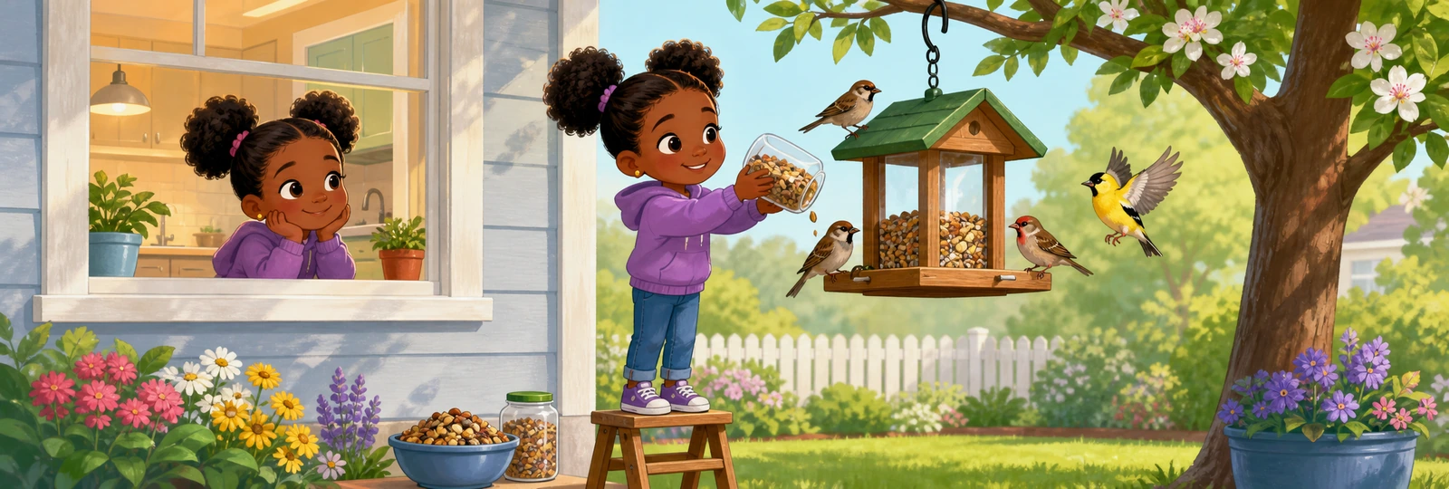 Illustrated scene 1 from Bird Feeder