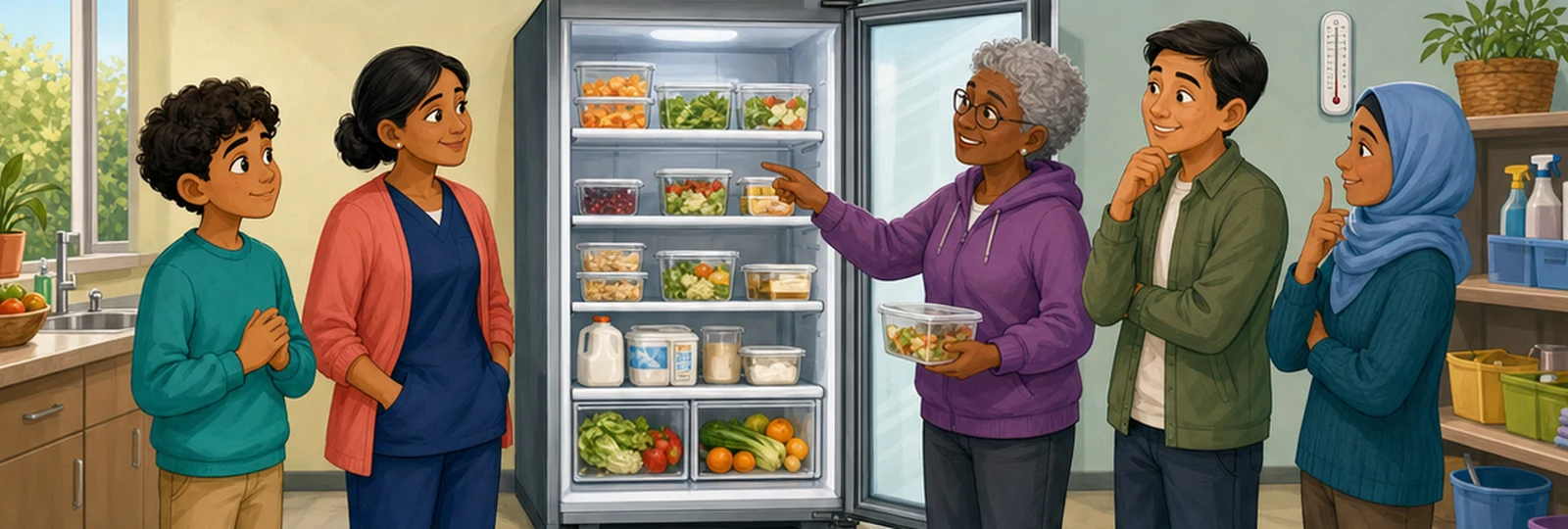 Illustrated scene 1 from The Community Fridge Plan