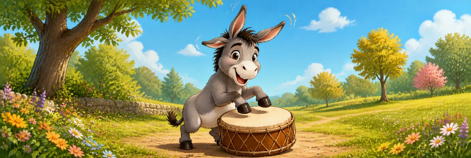 Illustrated scene 1 from Donkey Drum