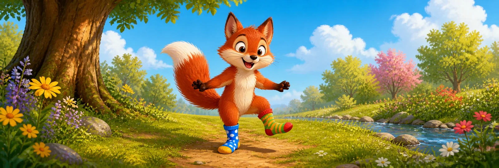 Illustrated scene 1 from Fox in Socks