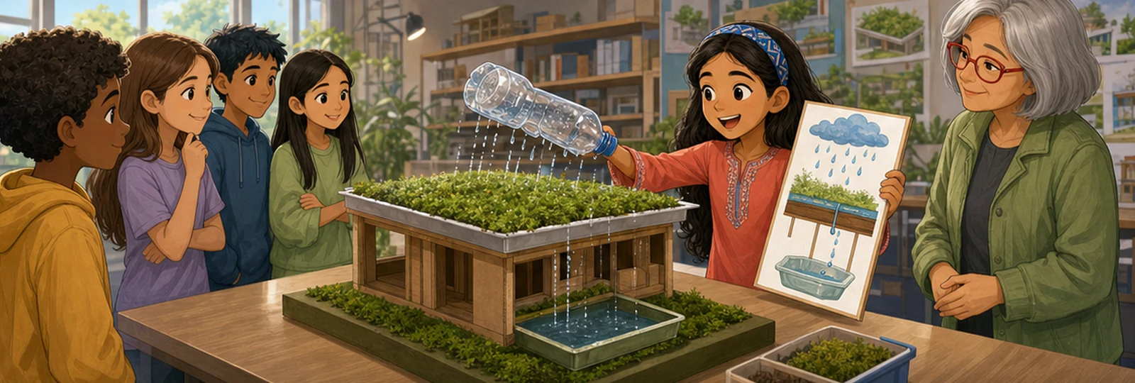 Illustrated scene 3 from A Tiny Green Roof