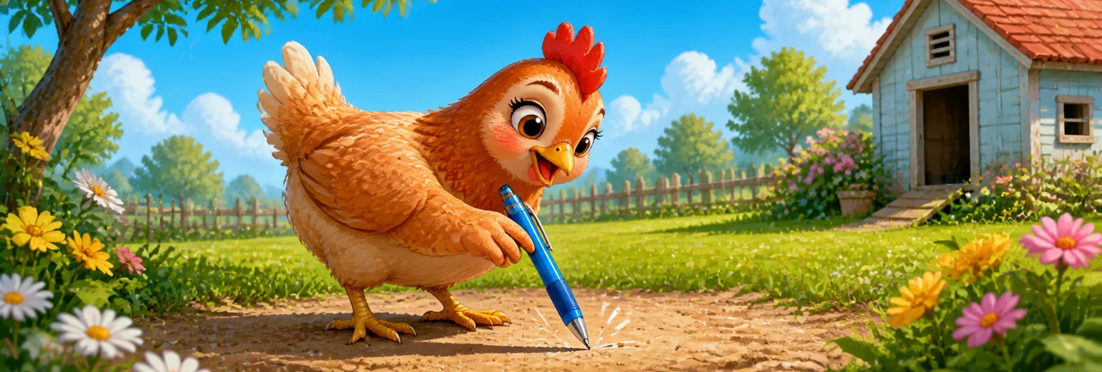 Illustration for Hen with a Pen