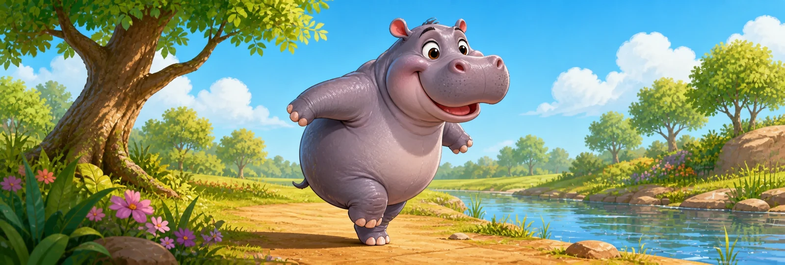 Illustrated scene 1 from Hippo Tiptoe