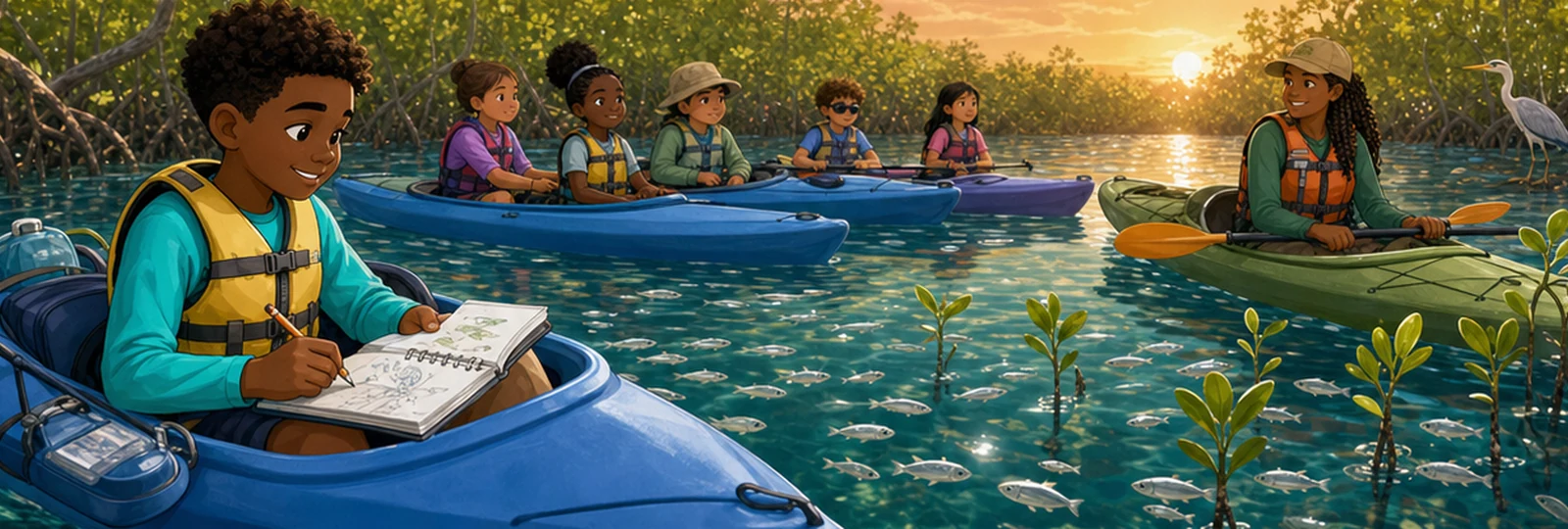 Illustrated scene 3 from Kayaks in the Mangroves