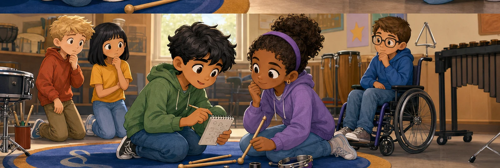 Illustrated scene 2 from The Missing Drumstick