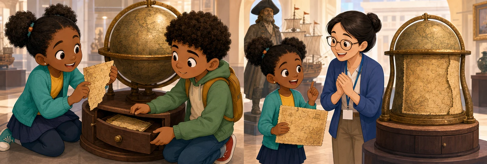 Illustrated scene 3 from The Museum Map Mystery