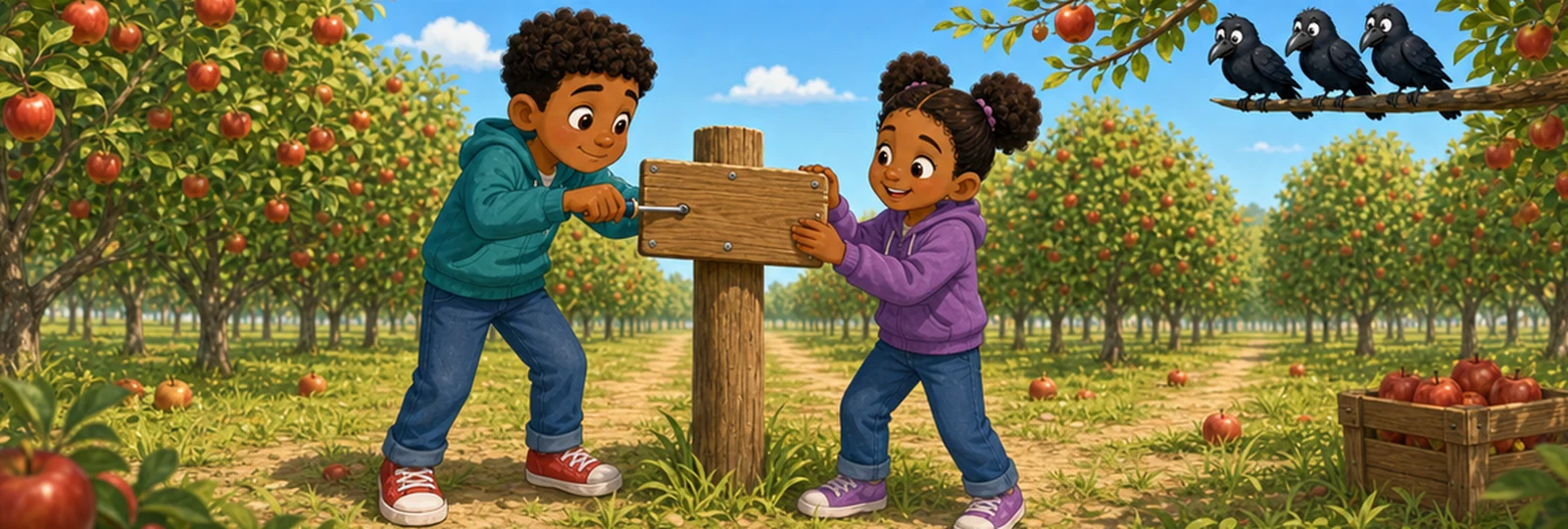 Illustrated scene 3 from The Orchard Sign Mystery