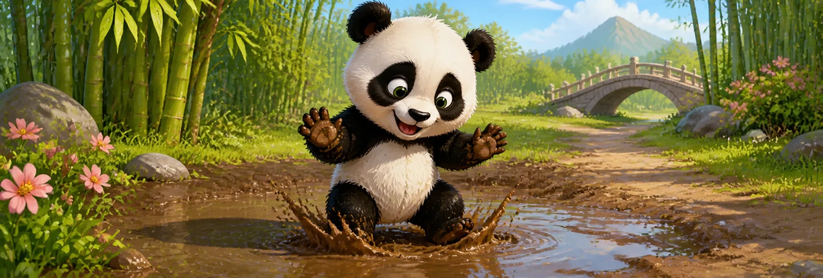 Illustrated scene 1 from Panda Puddle