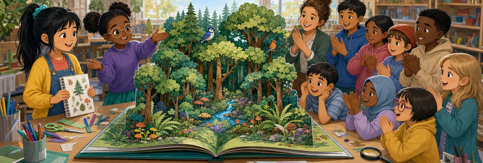 Illustrated scene 3 from The Pop-Up Forest Book