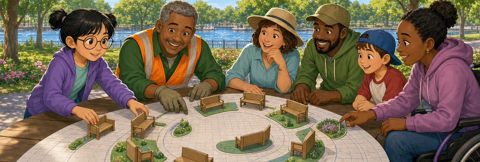 Illustrated scene 2 from The Park Bench Circle