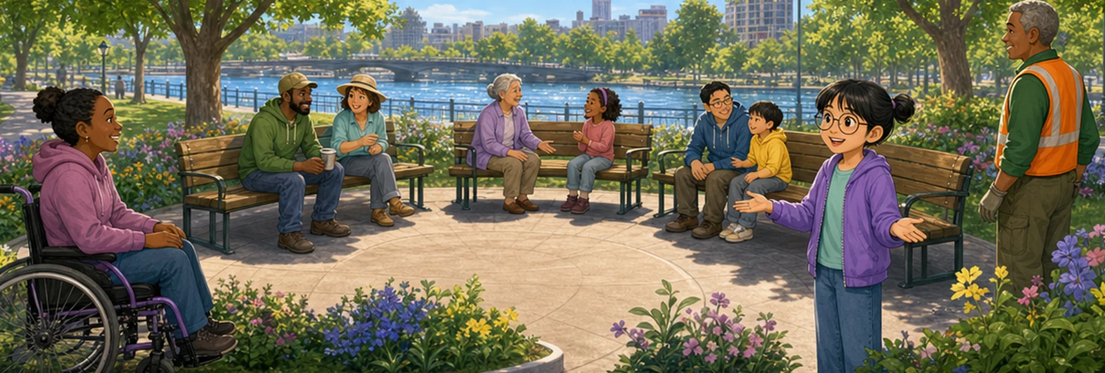 Illustrated scene 3 from The Park Bench Circle