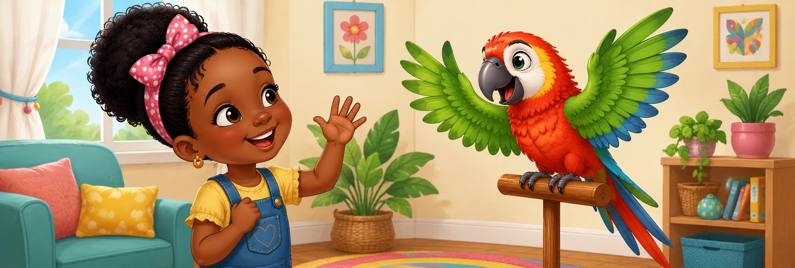 Illustrated scene 1 from Parrot Talk