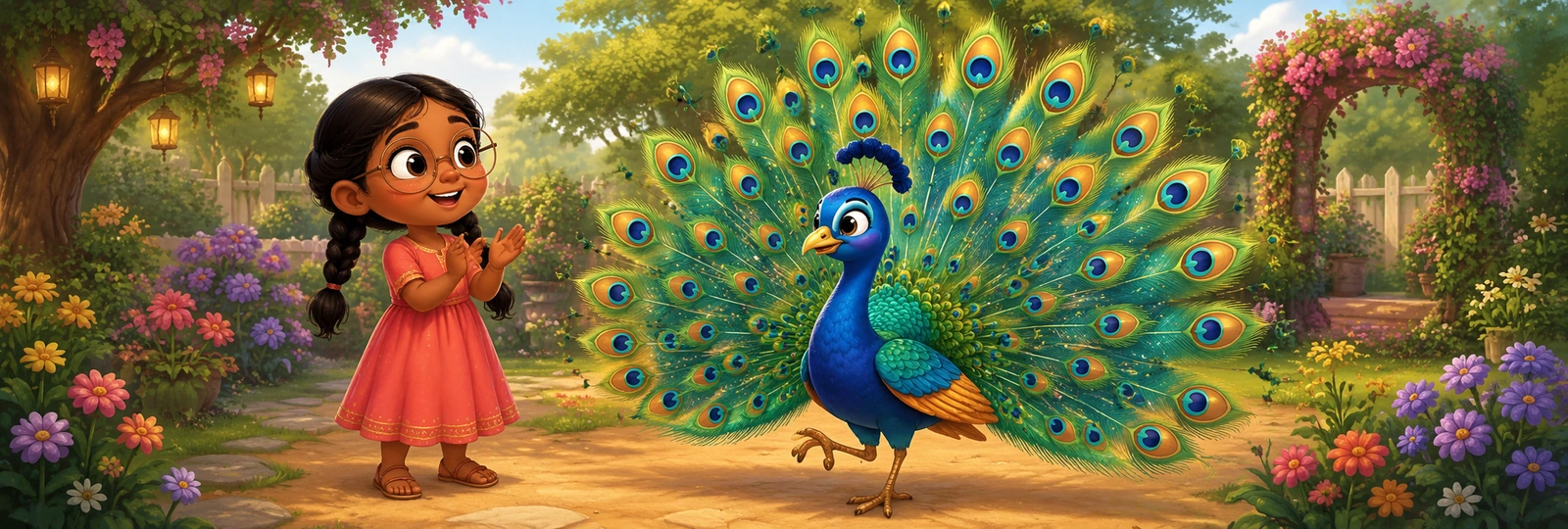 Illustrated scene 1 from Peacock Fan