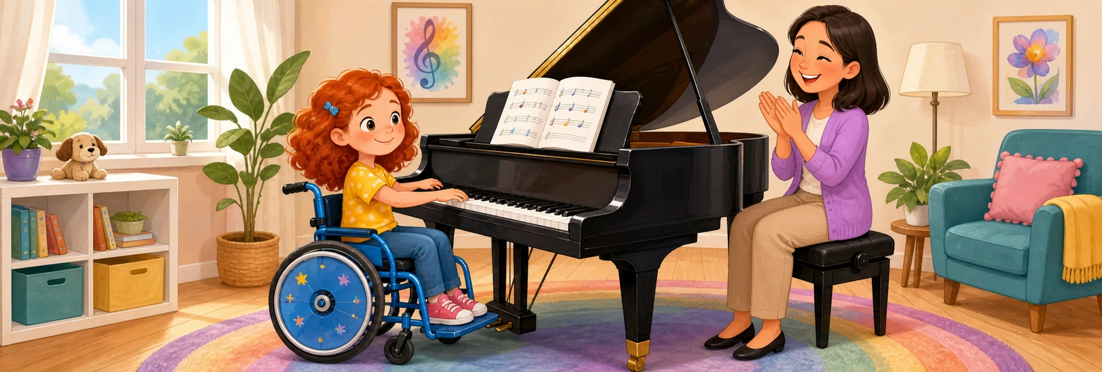 Illustrated scene 1 from Piano Lesson