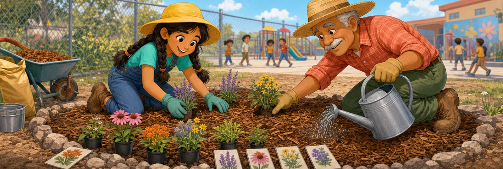 Illustrated scene 2 from The Pollinator Patch