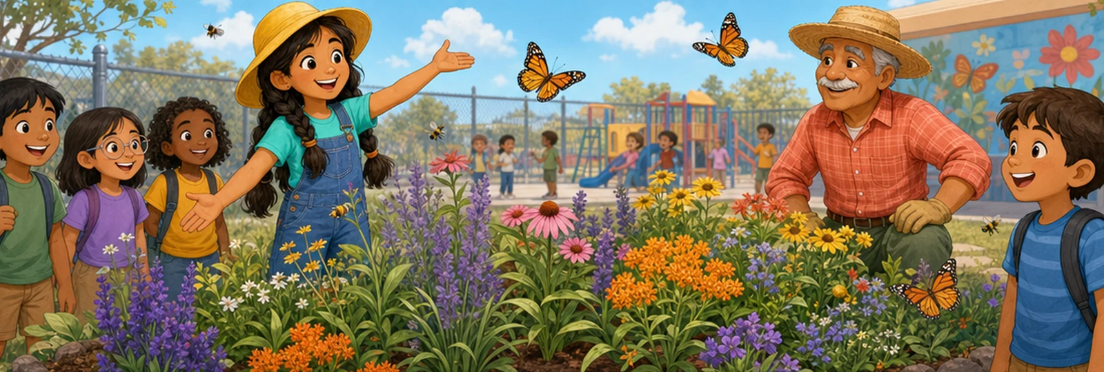 Illustrated scene 3 from The Pollinator Patch
