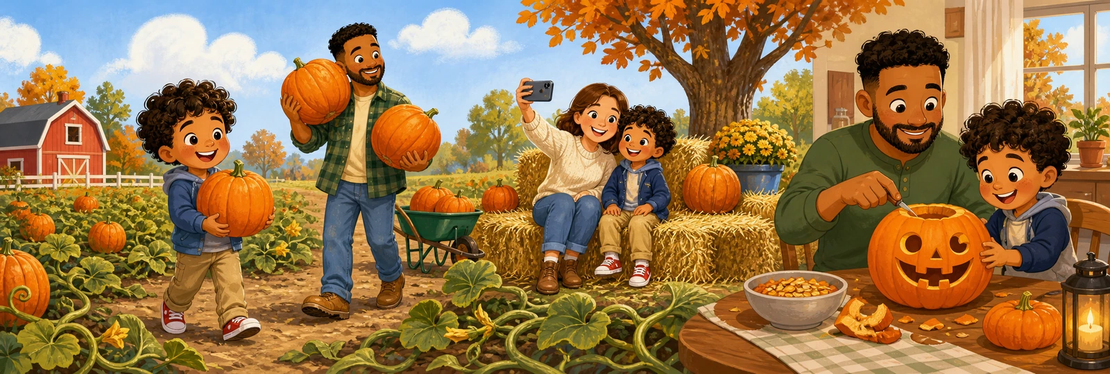 Illustrated scene 1 from Pumpkin Patch