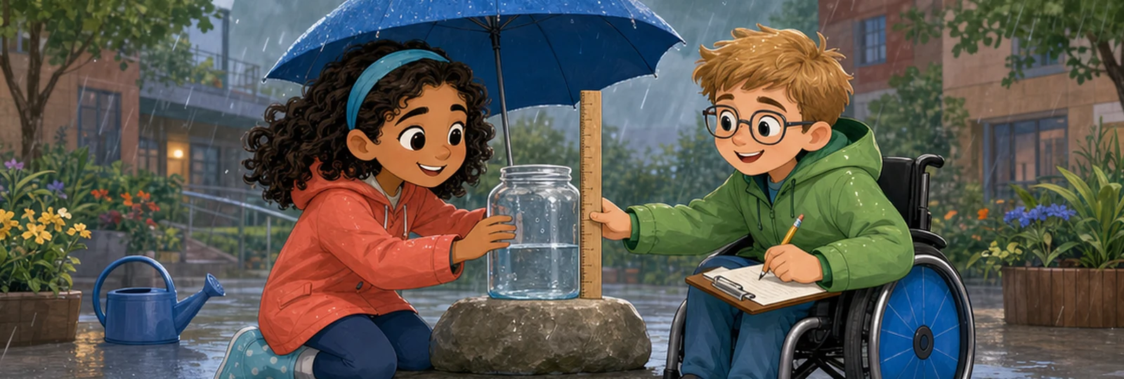 Illustrated scene 2 from The Rain Gauge Team