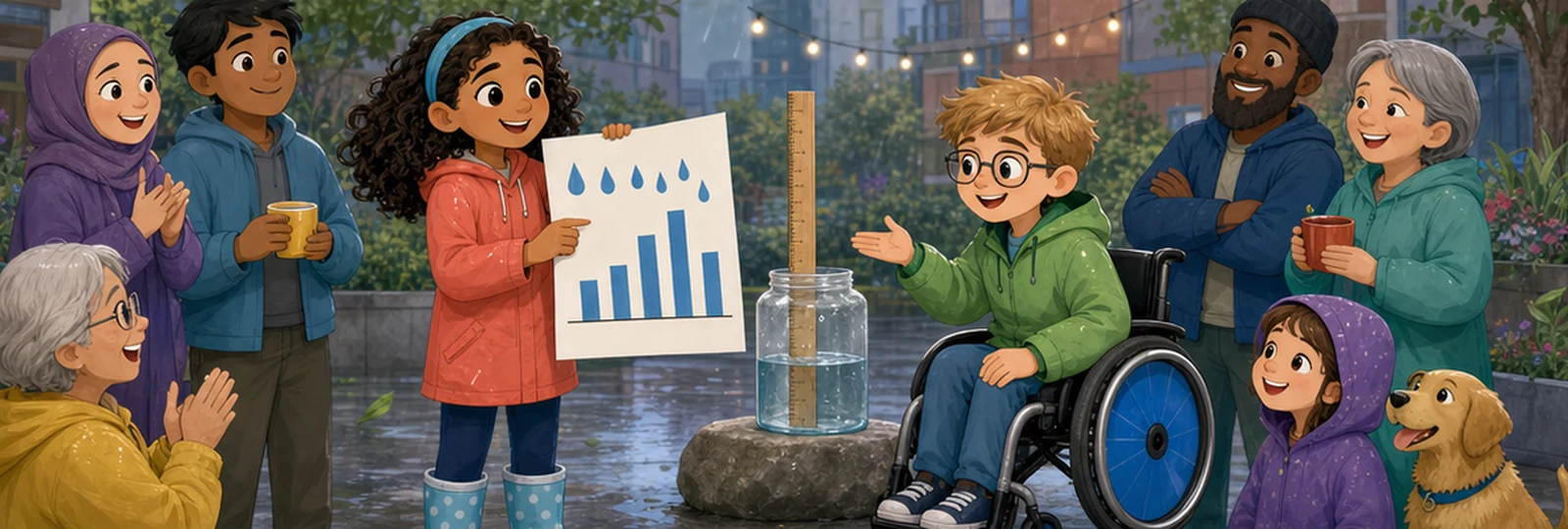Illustrated scene 3 from The Rain Gauge Team