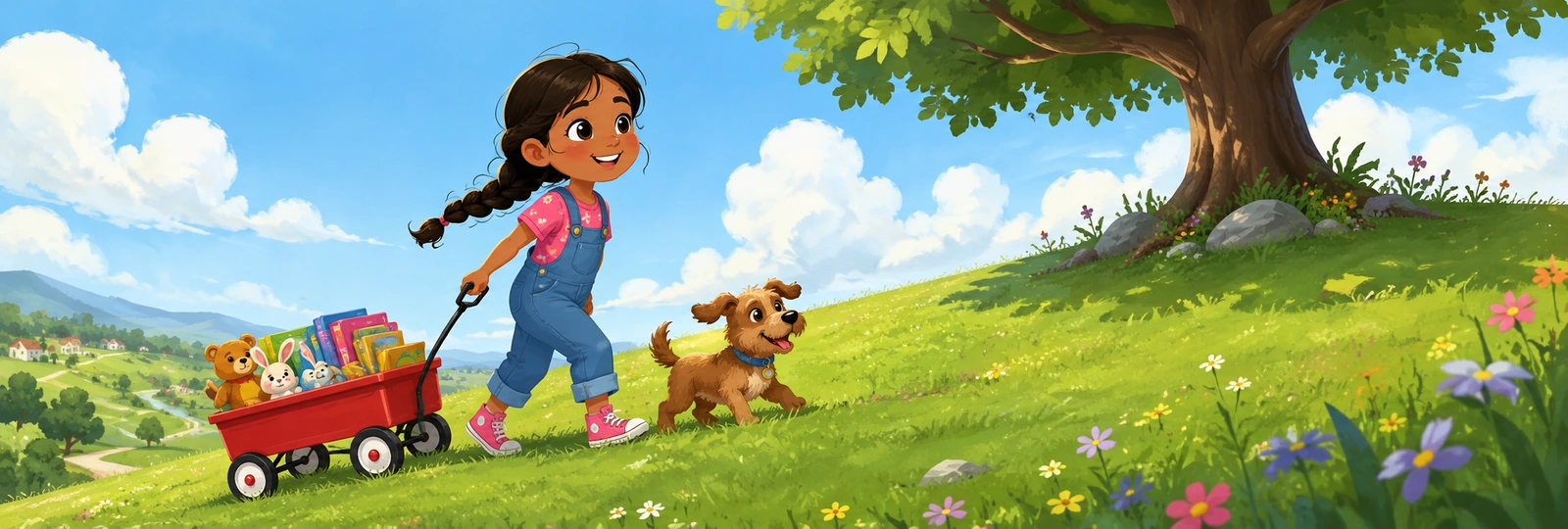 Illustrated scene 1 from Red Wagon