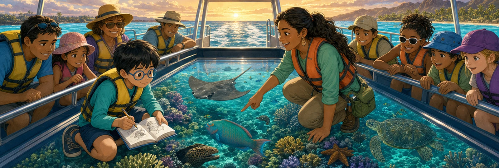 Illustrated scene 3 from The Glass-Bottom Boat