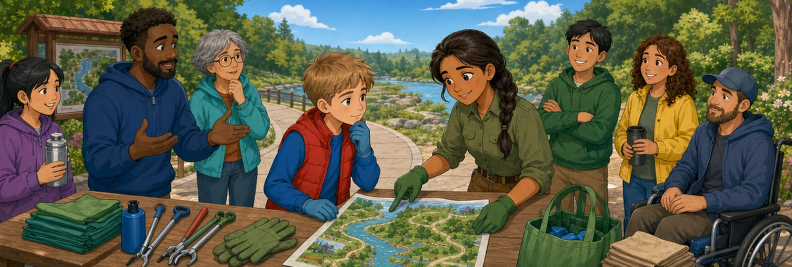 Illustrated scene 1 from The River Cleanup Map