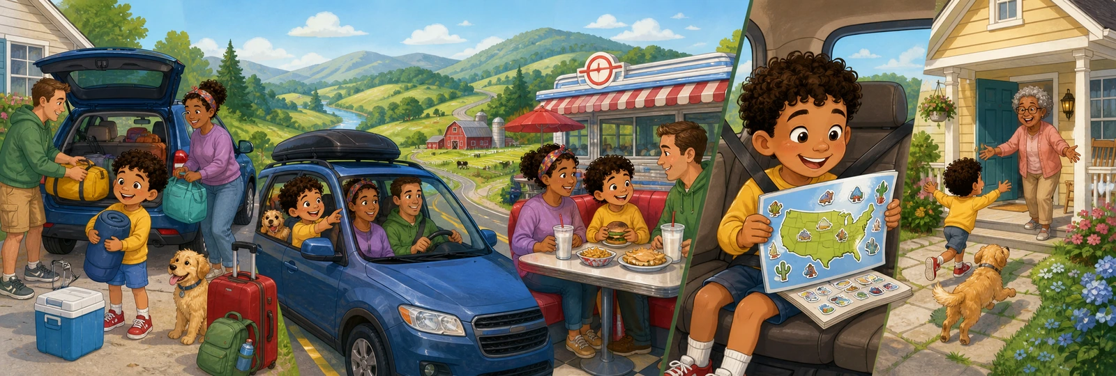 Illustrated scene 1 from Road Trip