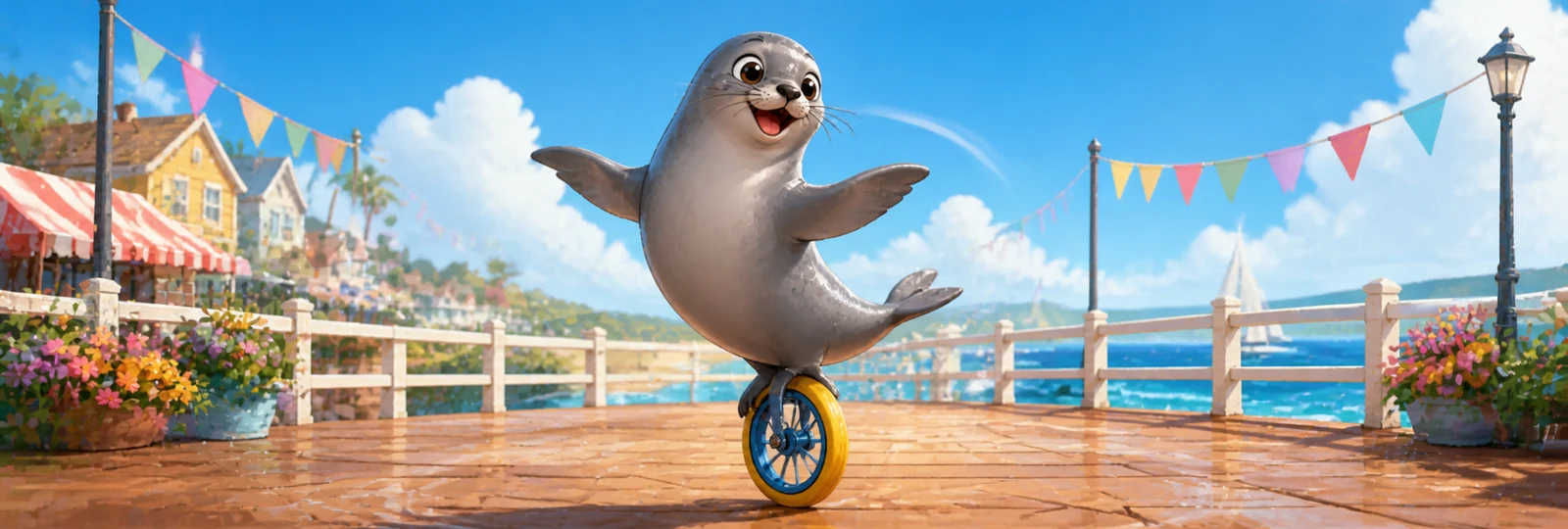 Illustration for Seal on a Wheel