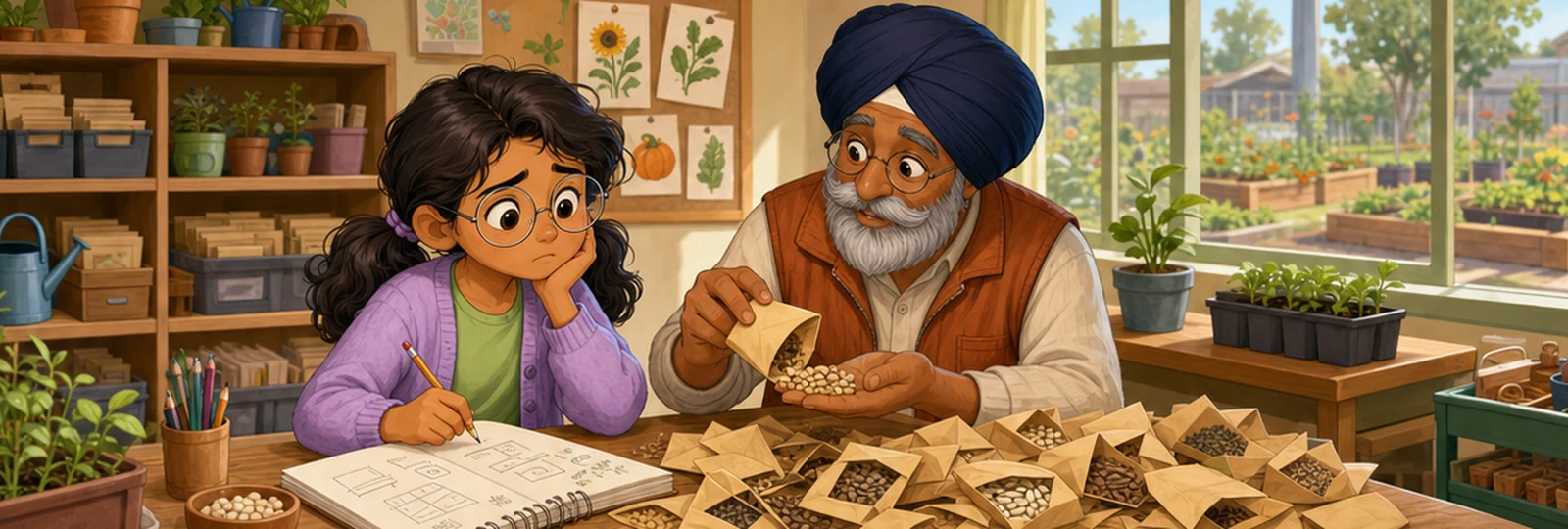 Illustrated scene 1 from The Seed Library