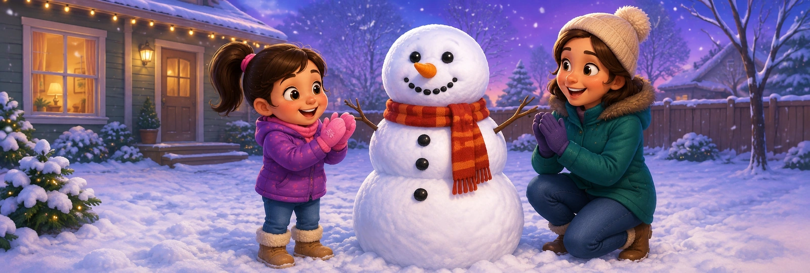 Illustrated scene 1 from Snowman Build
