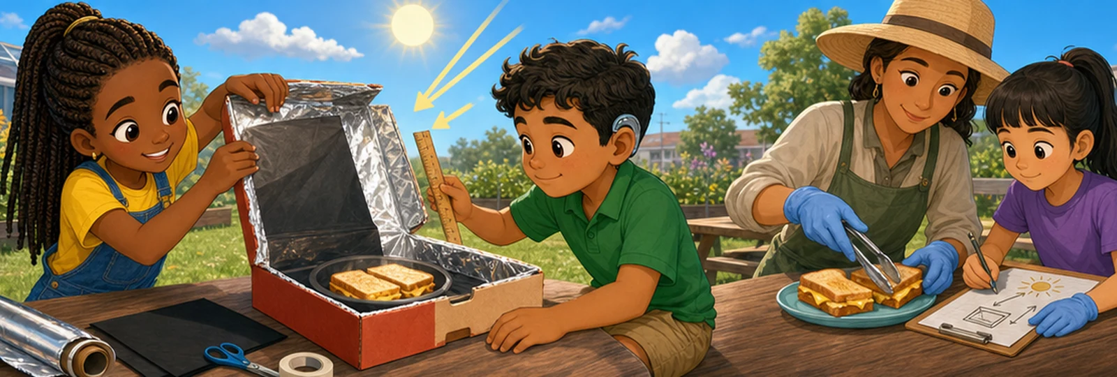 Illustrated scene 2 from The Solar Oven Picnic