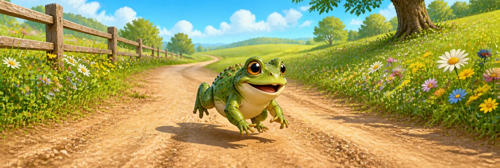 Illustrated scene 1 from Toad on the Road