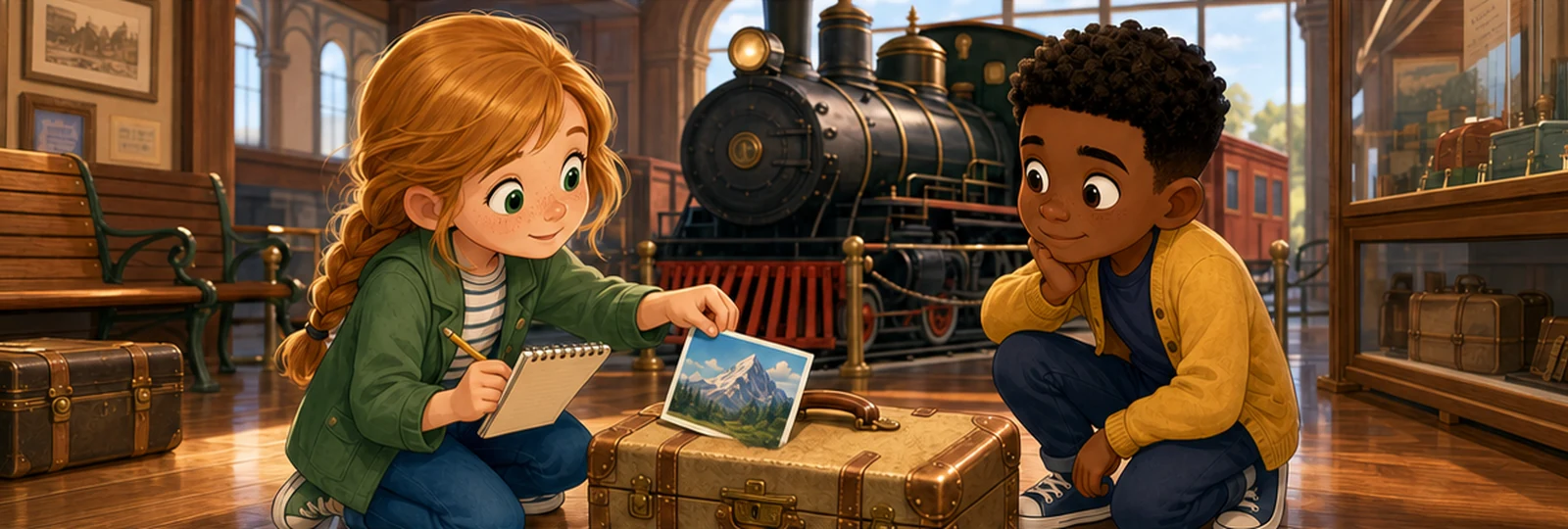 Illustrated scene 1 from The Station Suitcase Clue