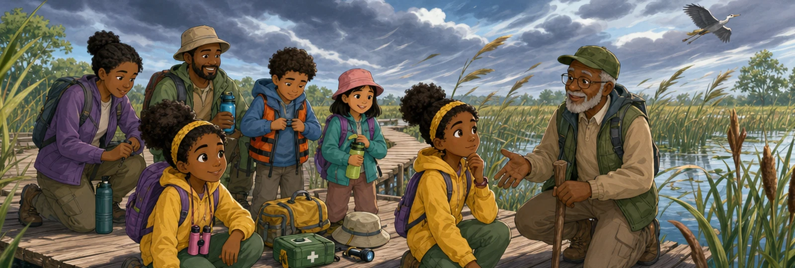 Illustrated scene 1 from Voices in the Wetland