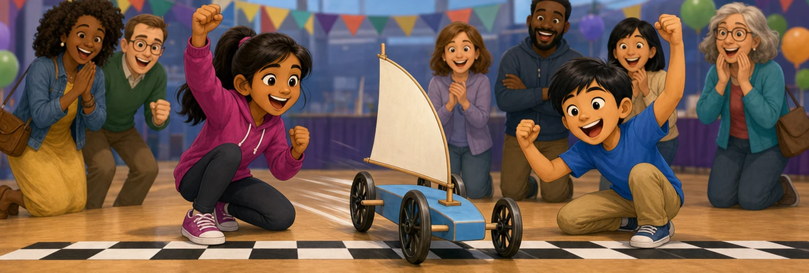 Illustrated scene 3 from The Wind-Powered Car