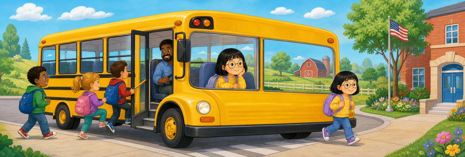 Illustrated scene 1 from Yellow Bus