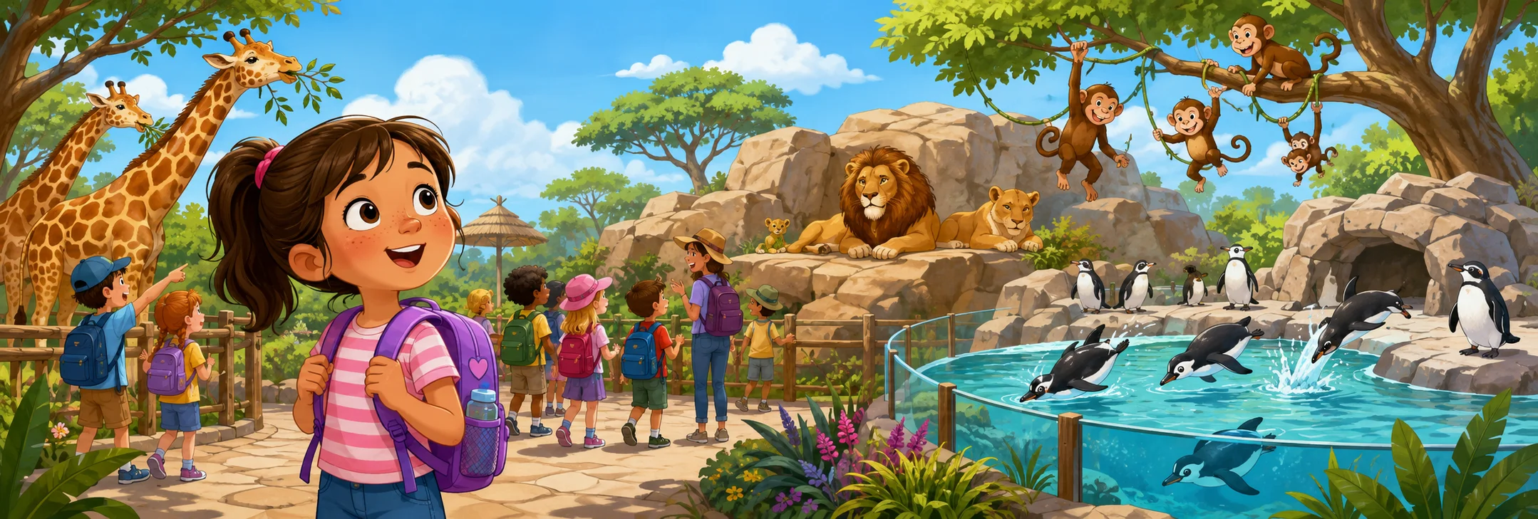 Illustrated scene 1 from Zoo Trip